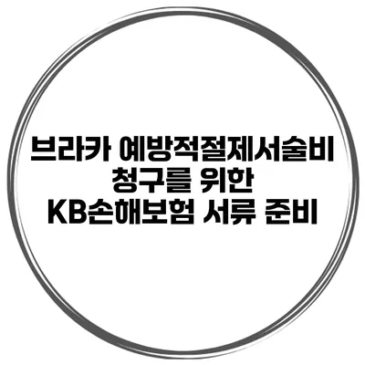 브라카 예방적절제서술비 청구를 위한 KB손해보험 서류 준비